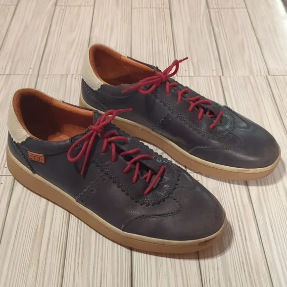 Pikolinos Leather Lace Up Shoes Blue Sneakers Womens Sz 40 / 9 - Picture 2 of 8